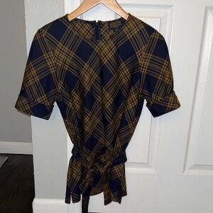 Pendleton Navy and Gold Plaid Blouse